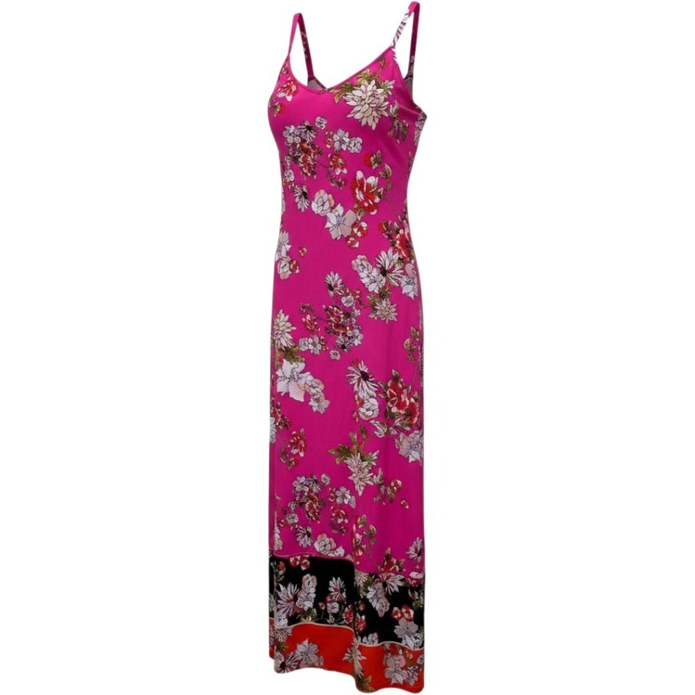 MSK‎ Womens Pink Floral Print Maxi Dress Sleeveless Vacation M Resort  Botanical